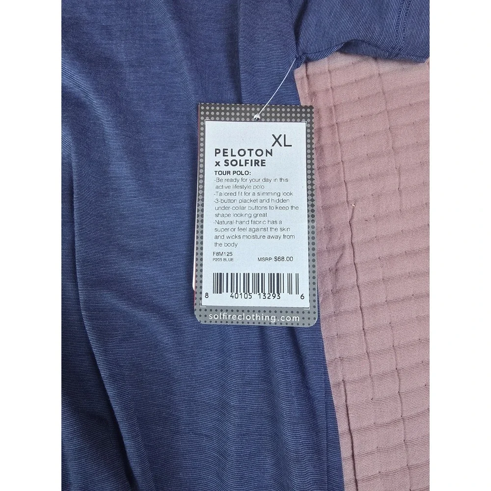 BNWT:  Solfire Peloton Men's Short Sleeve Polo Shirt Size XL Blue